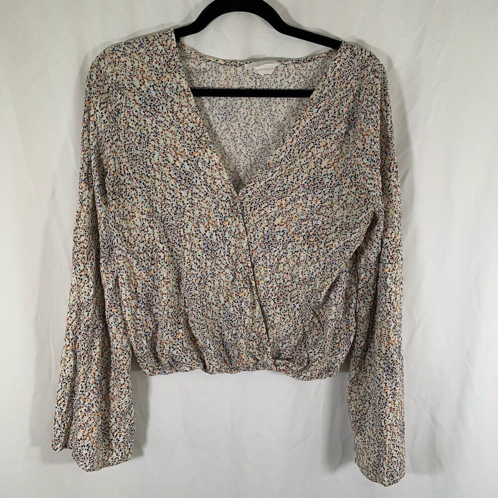 Sadie & Sage Blouse Women's Medium Multicolor Polka Dot Long Sleeve Vneck